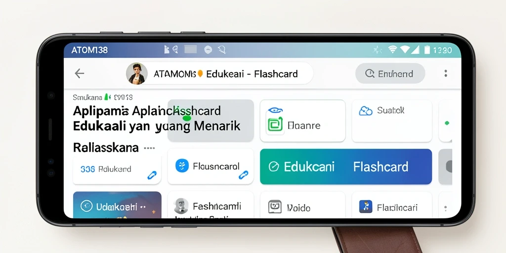 Tampilan menarik dari aplikasi Flashcard ATOM138 yang interaktif.