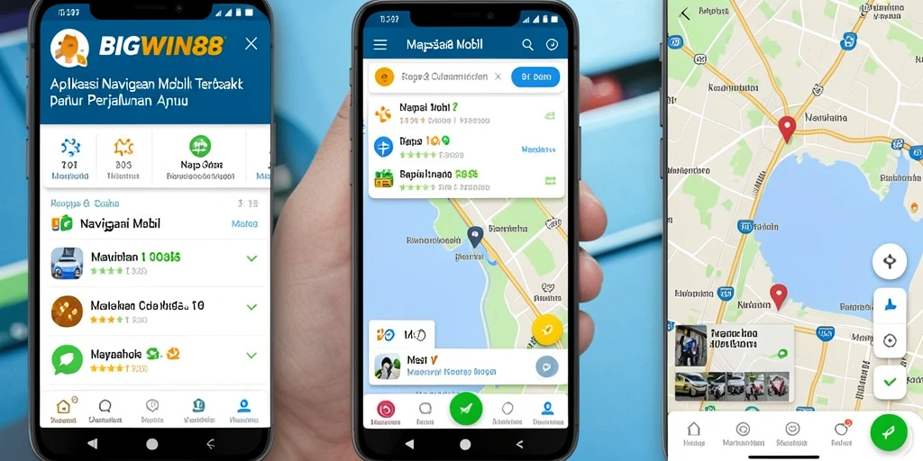 Tampilan antarmuka Navigasi Mobil yang intuitif dan informatif.