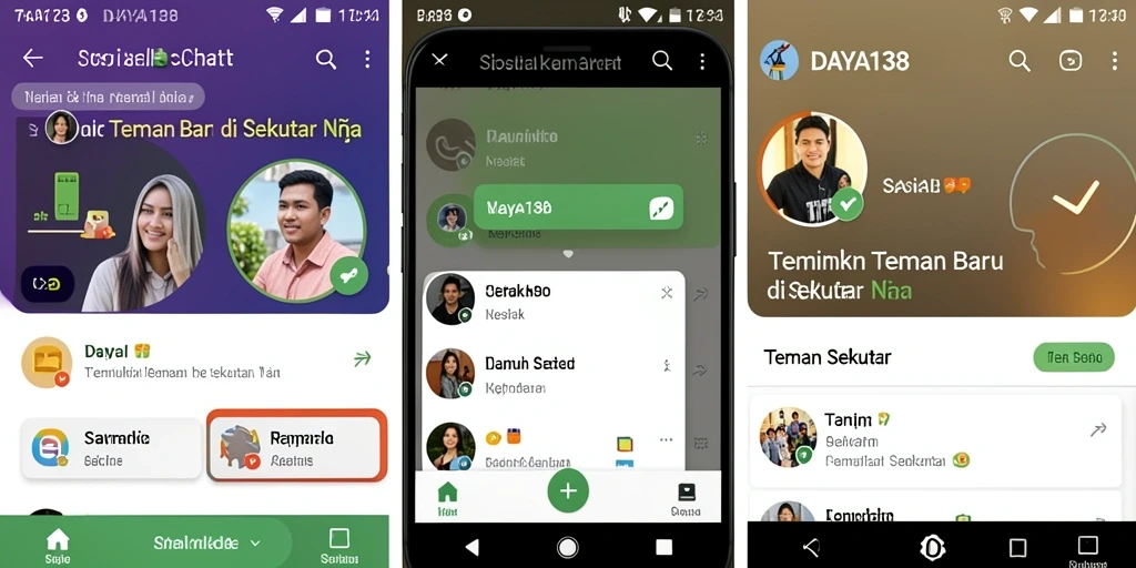 Antarmuka pengguna aplikasi DAYA138 untuk menemukan teman sekitar.