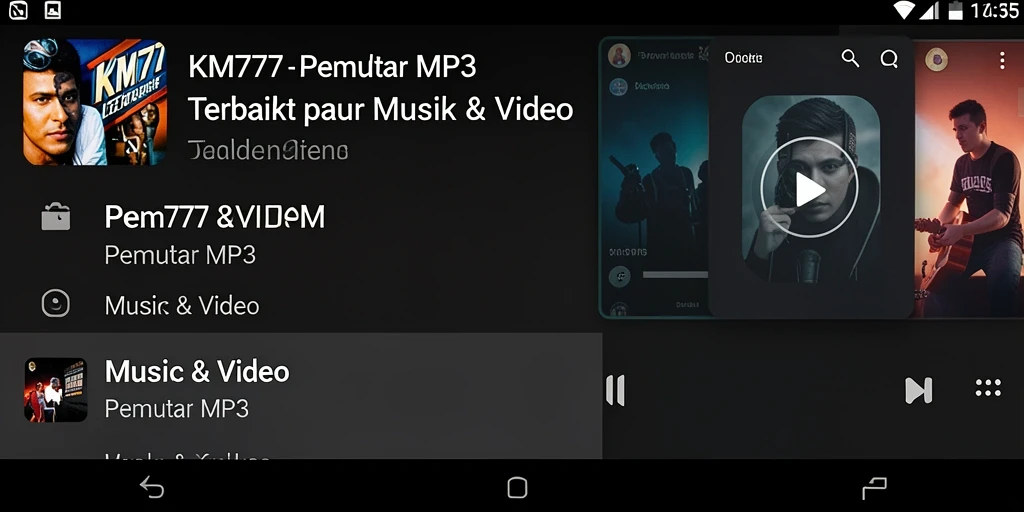 Tampilan antarmuka KM777 yang sederhana dan menarik untuk Pemutar MP3.