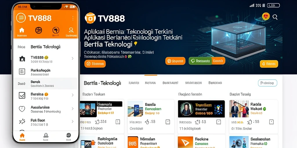 Tampilan antarmuka utama aplikasi TV888 yang modern dan mudah digunakan.