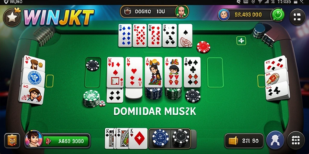Screenshot WINJKT menampilkan antarmuka permainan domino yang menarik dan interaktif.