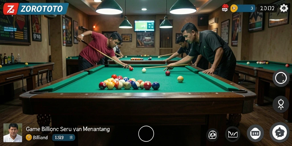 Antarmuka permainan Billiard yang menarik dan fungsional.